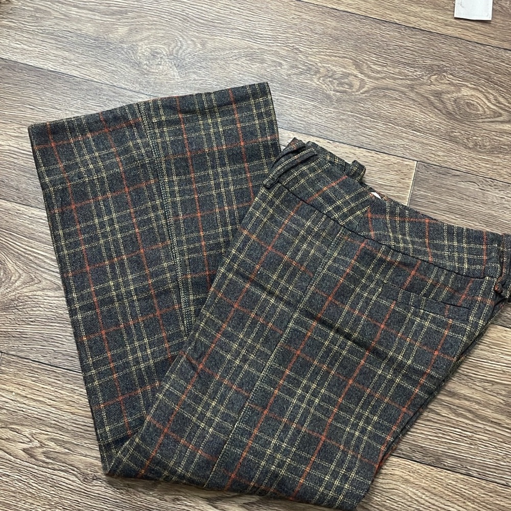 Free People Plaid Wide Leg Pants - Black and Red